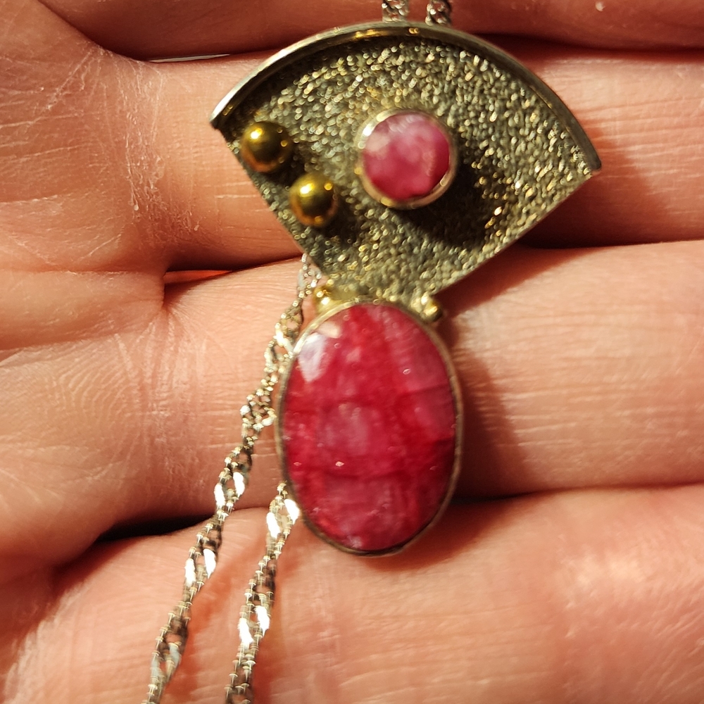 Bohemian Flair Red Ruby Pendent on Sterling Silver.